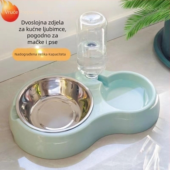 Posuda za vodu i hranu za mačke, 2 u 1, plastična