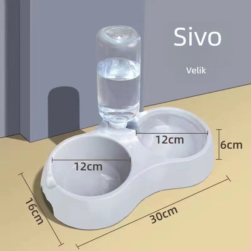 Posuda za vodu i hranu za mačke, 2 u 1, plastična