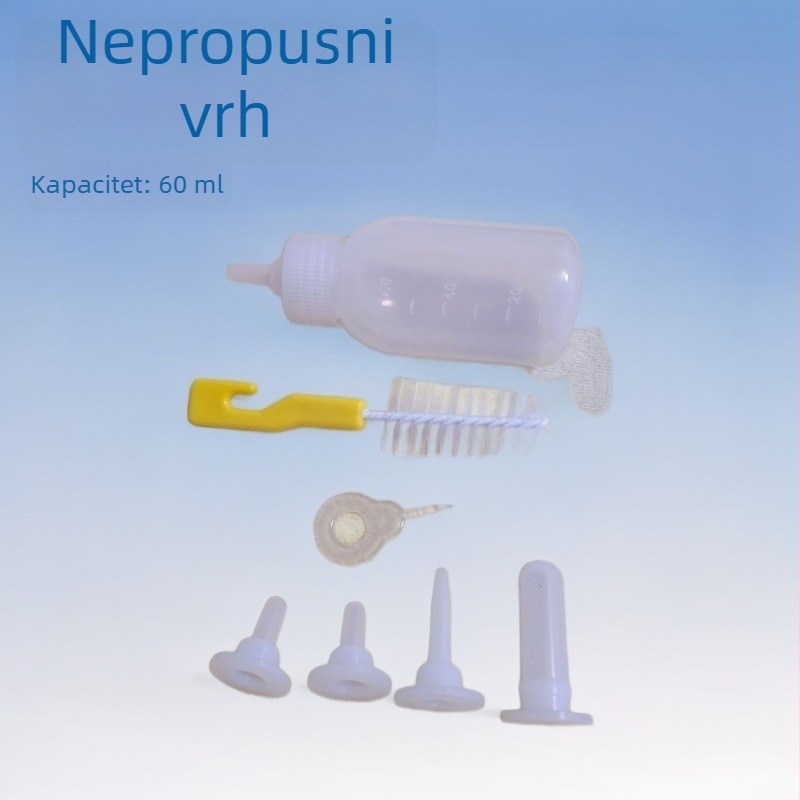 Set bočica za hranjenje mačića i štenaca sa silikonskim bradavicama, plastično, automatsko hranjenje