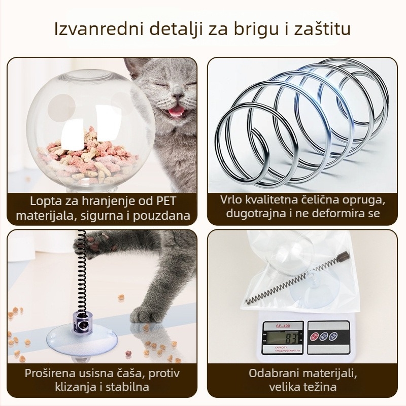 Igračka za mačke s podlogom za usisavanje i opružnim doziranjem poslasticama – PVC, porijeklo Yiwu, marka FIGHTINGDOG, pakiranje 100 kom