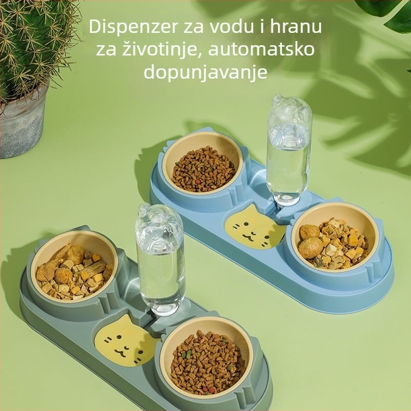 Hranilica za mačke s dvijema zdjelama i automatskim dozatorom vode
