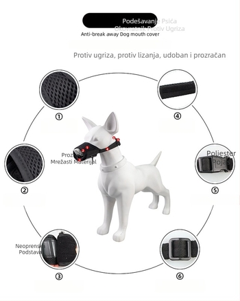 Namusnik za pse s prozračnom mrežom – protiv ugriza, protiv laja, protiv ližanja