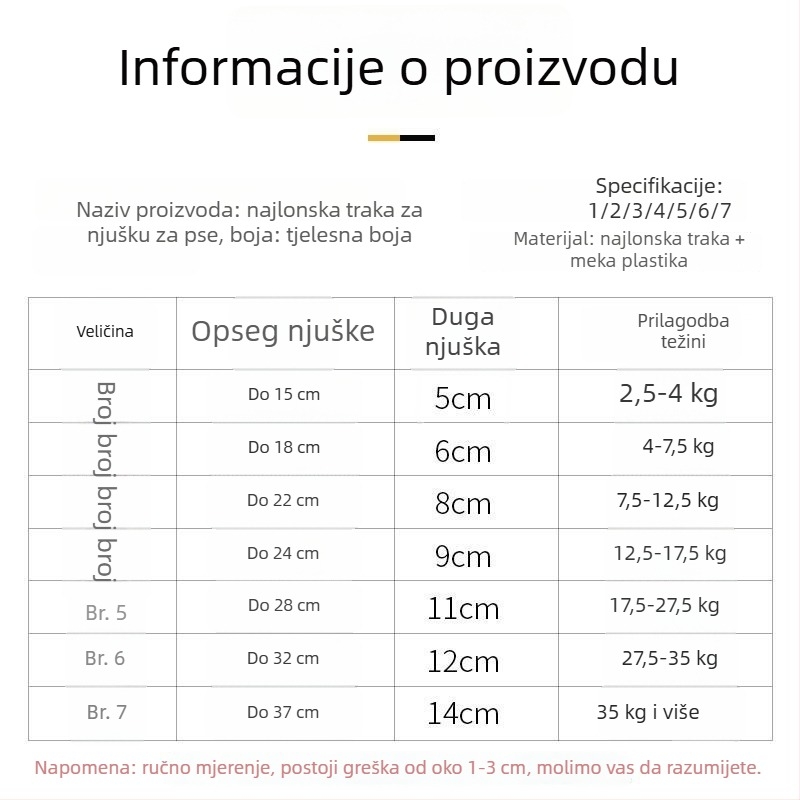 Psi maska za sprječavanje ugriza i laje; pogodna za male i velike pse; uređaj protiv laje; dodatak za kućne ljubimce