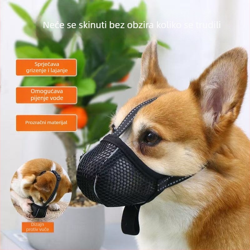 Psi muzzla s prozračnom mrežom, poliester, protiv ugriza, protiv lajanja, protiv jedenja
