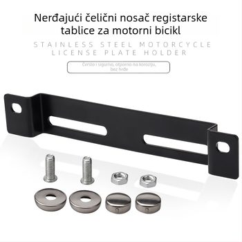 Okvir za registarsku pločicu motocikla, nehrđajući čelik, marka GSH, kompatibilan s općim modelima motocikala