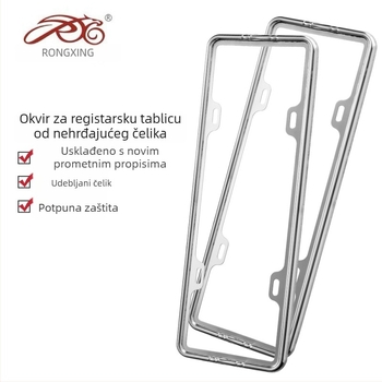 Okvir za registarsku pločicu od nehrđajućeg čelika, ploski dizajn, model X047, opća kompatibilnost, Rx-car decoration