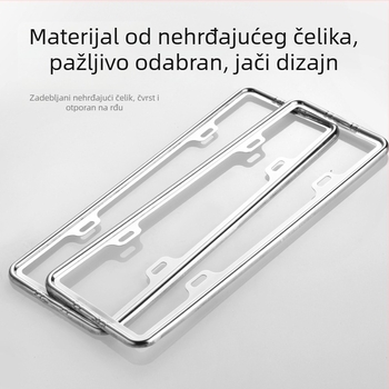 Okvir za registarsku pločicu od nehrđajućeg čelika, ploski dizajn, model X047, opća kompatibilnost, Rx-car decoration