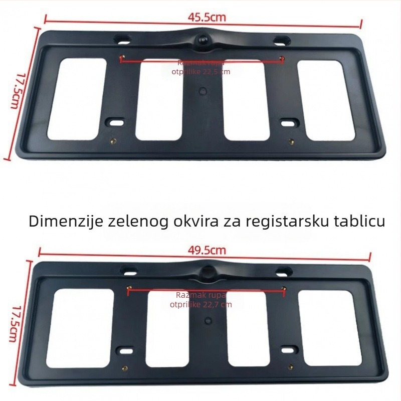 360° panoramski prednji pogled okvir za registarsku pločicu, univerzalni nosač bez bušenja, kamera sa širokim kutom