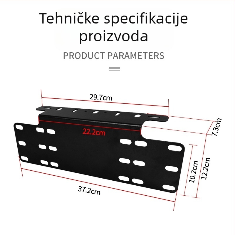 Univerzalni držač registarske pločice, željezna konstrukcija, nosač za prednji branik za vanjski LED spot svjetlo 12V/24V