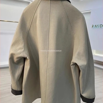 Ženski windbreaker – korejskog stila s kontrastnim ovratnikom, kopčom, Chenille s 30-50% elastana, proljeće 2025, stil kraljičine sestre