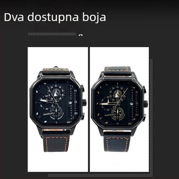 Muški kvarcni sat, vodootporan 30M, 42 mm cifernik, kvadratno kućište, metalno kućište