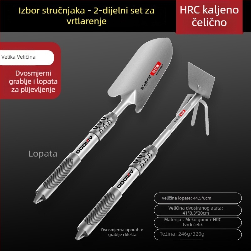 Airuidun Set vrtnih lopatica – trodijelni set za sadnju cvijeća i povrća, kopanje i opuštanje tla, pogodno za posude