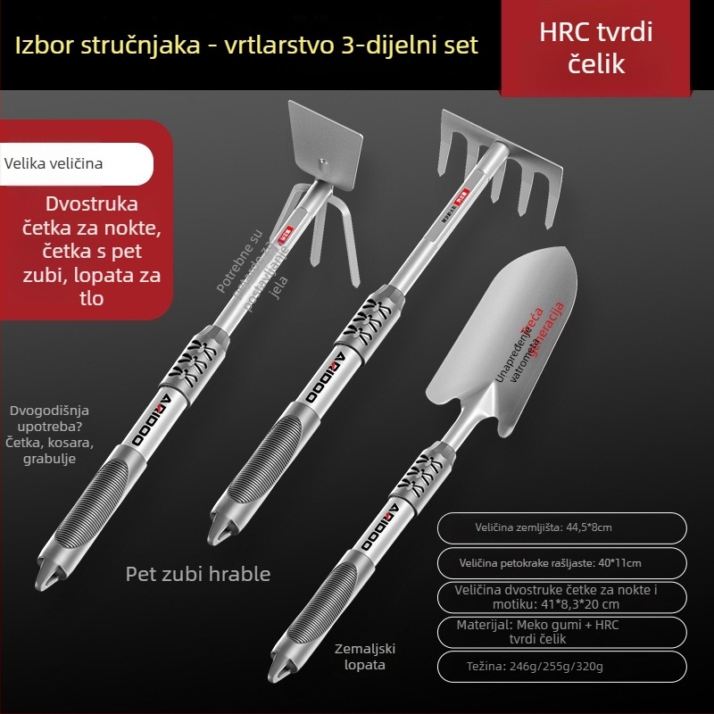 Airuidun Set vrtnih lopatica – trodijelni set za sadnju cvijeća i povrća, kopanje i opuštanje tla, pogodno za posude