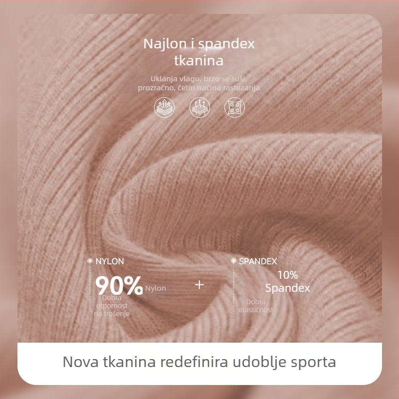 Ženski joga top – brzo sušenje, uski kroj, materijal: najlon 75% + spandeks 25%, duljina 50 cm