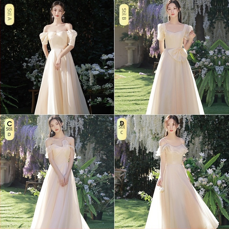 Haljina za djeveruše, uska silueta, elegantna duga suknja, kratki rukavi, kvadratni izrez, mali šlep, 95% poliester