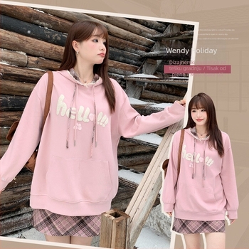 Pamučni hoodie s kapuljačom, dugi rukav, za žene, Zima 2025
