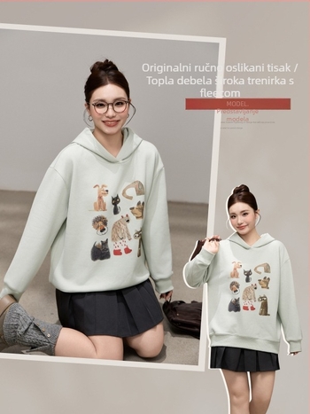 Orange Pistil ženska pamuka hoodica s tiskom, slobodan kroj, debela tkanina, dugi rukavi