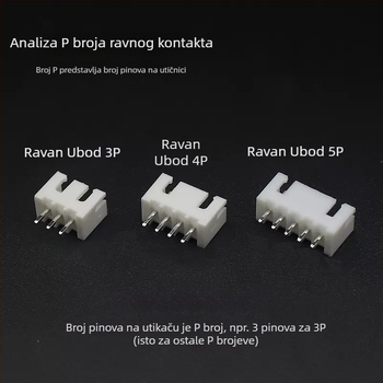 XH serija 2.54 mm ravni pin-header, 2P–20P, bakreni kontakti