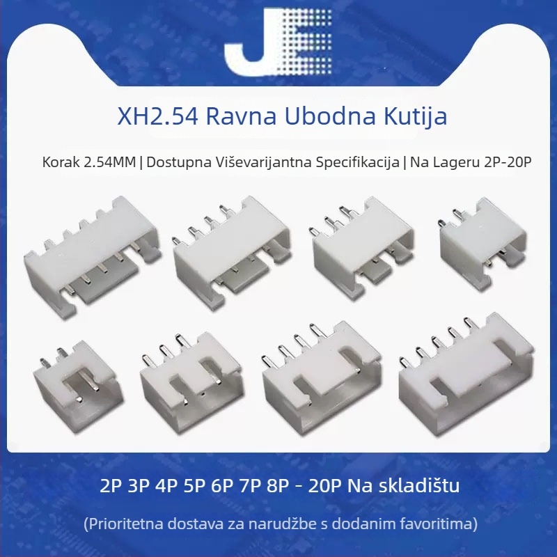 XH serija 2.54 mm ravni pin-header, 2P–20P, bakreni kontakti