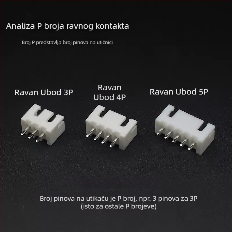 XH serija 2.54 mm ravni pin-header, 2P–20P, bakreni kontakti