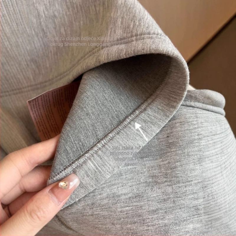 Ženski labavi kapuljačasti džemper od Space Cotton s 3D natpisom, zatvarač, dugo rukave, zimska kolekcija 2024