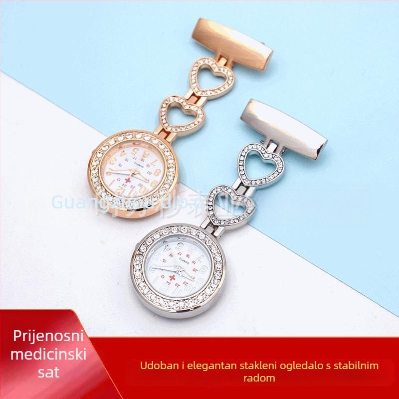 Privjesak sat za sestru s kristalima, kvarcni mehanizam, brojčanik 37 mm, debljina 10 mm, kućište i remen od legure, vodootporan