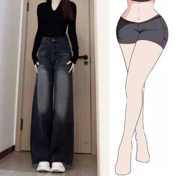 Ženske traperice, retro američki stil, visokim strukom, ravni kroj nogavica, udjel materijala 95% i više