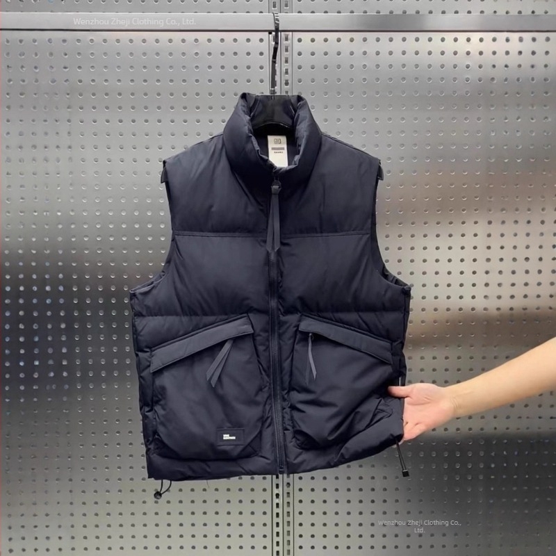 Vesta s perjem — Labav kroj, corduroy tkanina, 100% perje, punjenje od bijelog patka, zatvarač
