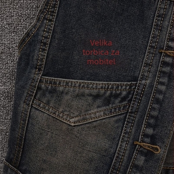 Vintage denim vesta, kratka, bez rukava, mješavina denima i pamuka, jesen 2024