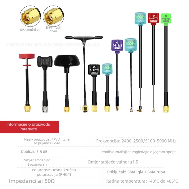 FPV antena za dron – visok dobitak na 5,8 GHz za HD prijenos slike, dizajn Pagoda Mushroom-Head