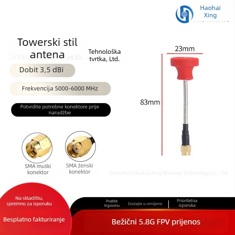 FPV antena za dron – visok dobitak na 5,8 GHz za HD prijenos slike, dizajn Pagoda Mushroom-Head