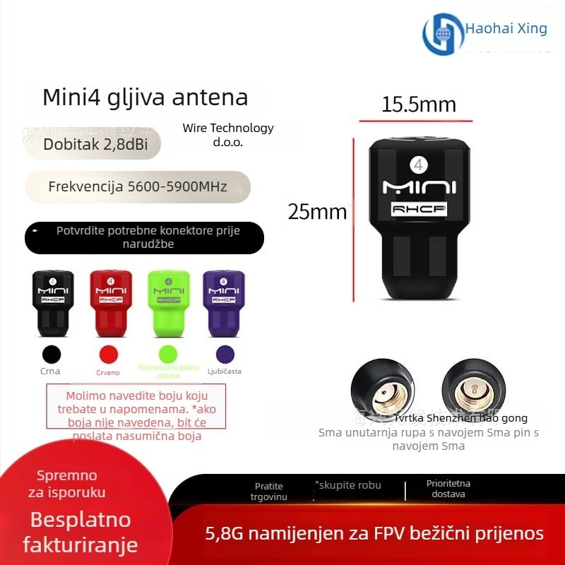 FPV antena za dron – visok dobitak na 5,8 GHz za HD prijenos slike, dizajn Pagoda Mushroom-Head