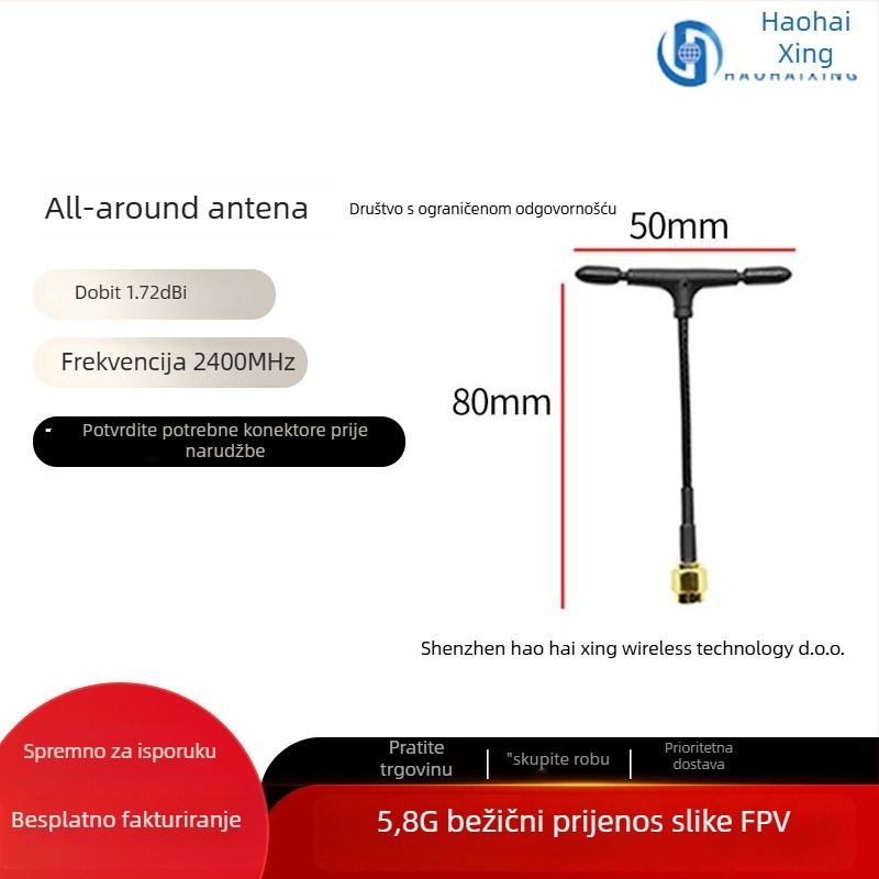 FPV antena za dron – visok dobitak na 5,8 GHz za HD prijenos slike, dizajn Pagoda Mushroom-Head