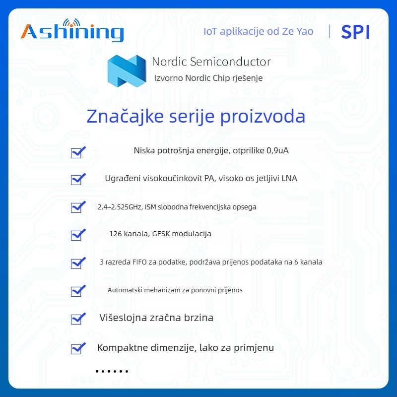 Ashining/Zeyao bežični RF transiver modul NRF24L01, 2.4 GHz prozirni prijenos podataka