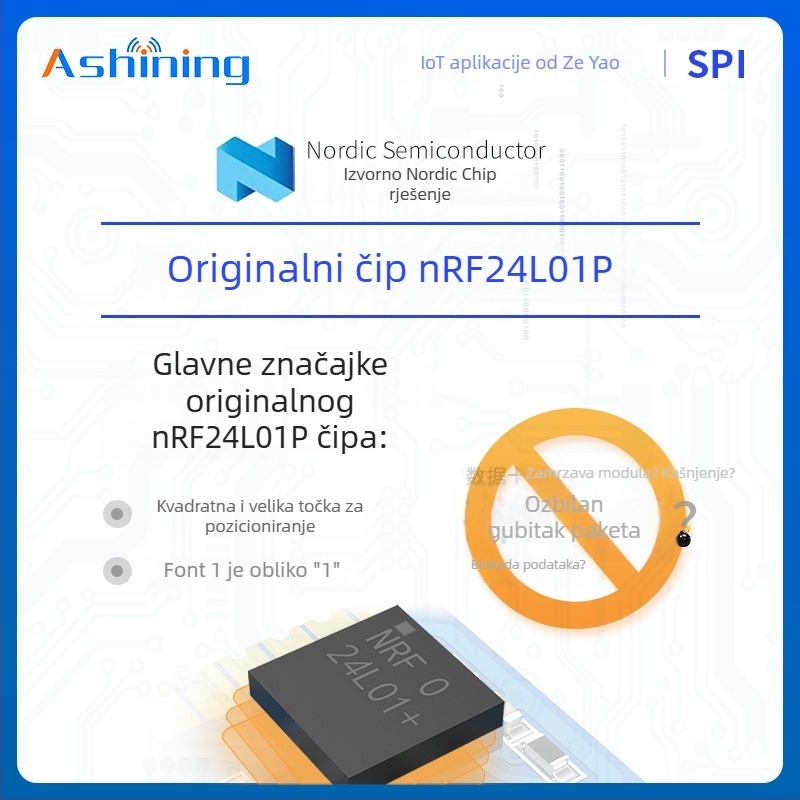 Ashining/Zeyao bežični RF transiver modul NRF24L01, 2.4 GHz prozirni prijenos podataka