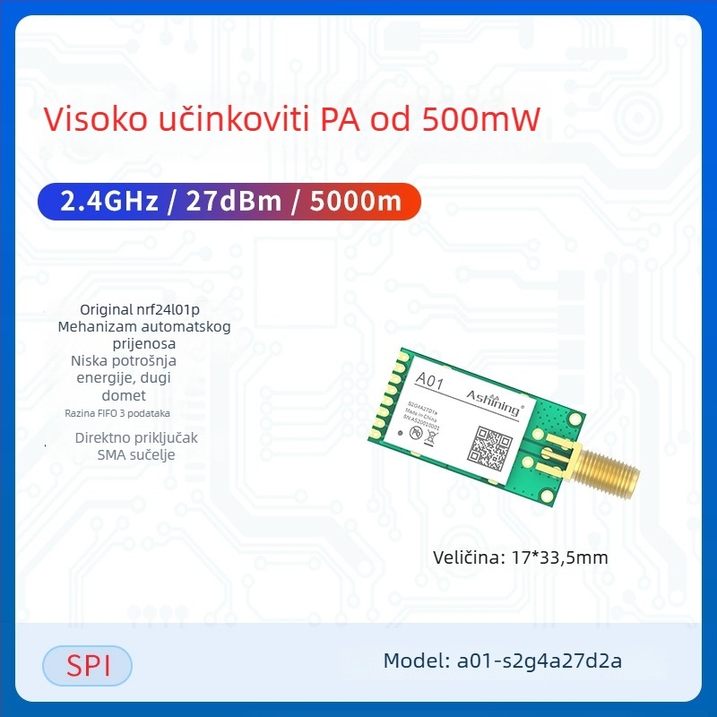 Ashining/Zeyao bežični RF transiver modul NRF24L01, 2.4 GHz prozirni prijenos podataka