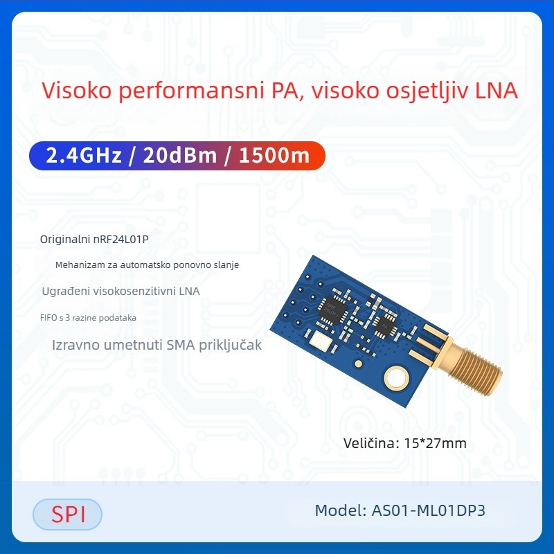 Ashining/Zeyao bežični RF transiver modul NRF24L01, 2.4 GHz prozirni prijenos podataka