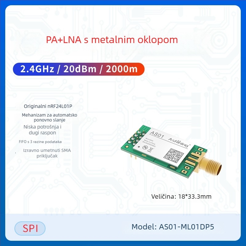Ashining/Zeyao bežični RF transiver modul NRF24L01, 2.4 GHz prozirni prijenos podataka