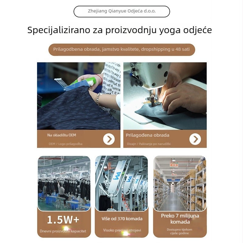 Ženske sportske šorce 3/4 dužine, prozračne, visok struk, 93% poliester / 7% spandex, Youyou