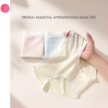 Ženske pamučne gaćice sa srednjim pasom, antibakterijske i prozračne, pamukasta podstava u preponi