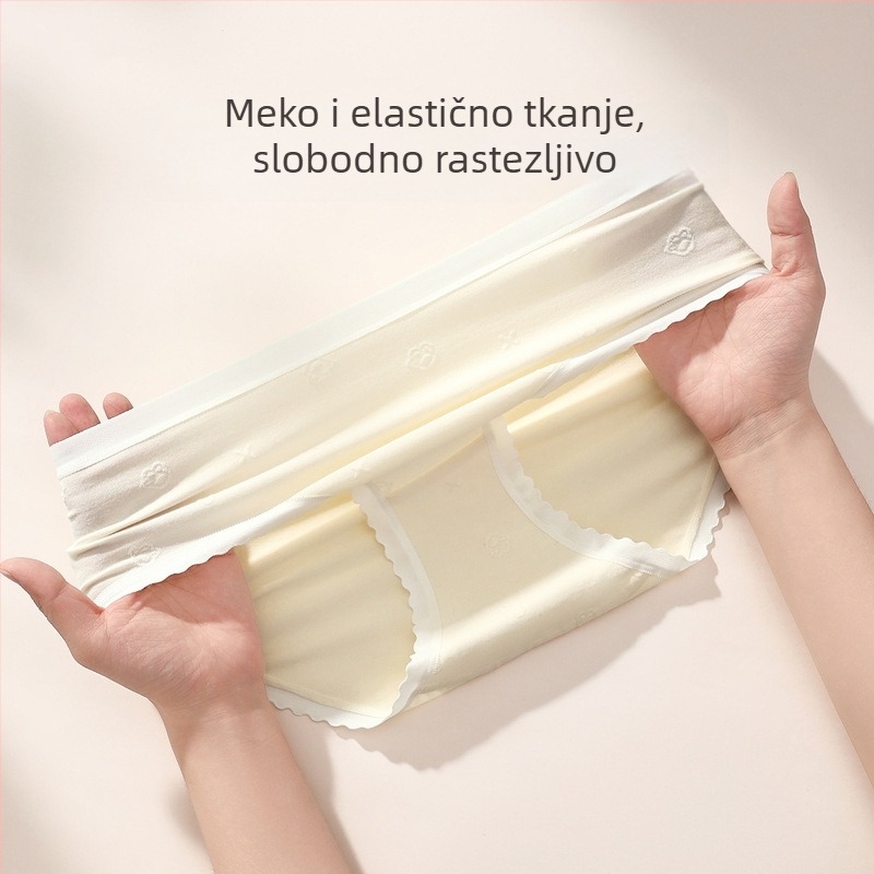 Ženske pamučne gaćice sa srednjim pasom, antibakterijske i prozračne, pamukasta podstava u preponi