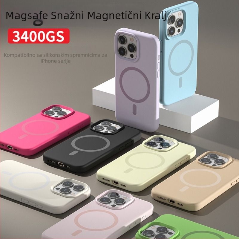 Magnetska maska od tekućeg silikona za iPhone 13, 13 Pro Max i 14/14 Pro/14 Pro Max — otporna na padanje, mat završna obrada, MagSafe kompatibilna.