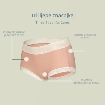 Ženske gaćice visokog truka bez šavova od pamuka, prozračne, brzo se suše