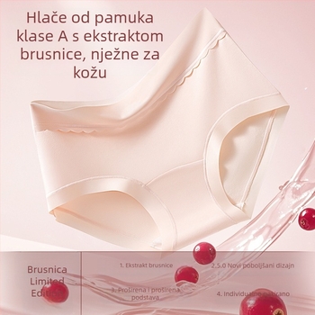 Cranberry ženske gaćice s srednjim strukom od pamuka, udobne i antibakterijske, s produženim preponom, sportski trokutasti model