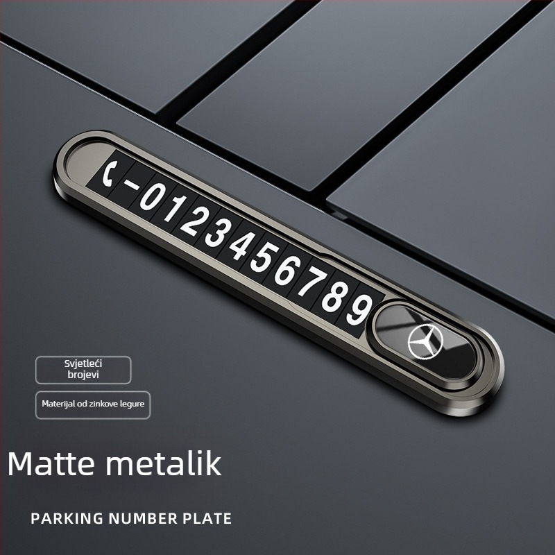 Metalna pločica za kontakt za premještanje automobila, za privremeno parkiranje, svijetli u mraku, bez prilagodbe
