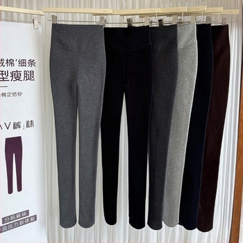 Ženske tople segmentne kompresijske gaćice za jesen-zimu s flekso unutrašnjošću, debele, duljina 9/10, pamuk, T-šav, s nogama