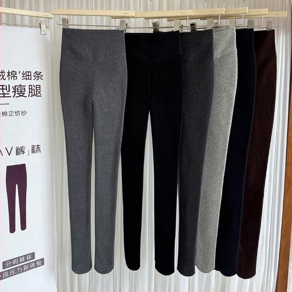 Ženske tople segmentne kompresijske gaćice za jesen-zimu s flekso unutrašnjošću, debele, duljina 9/10, pamuk, T-šav, s nogama