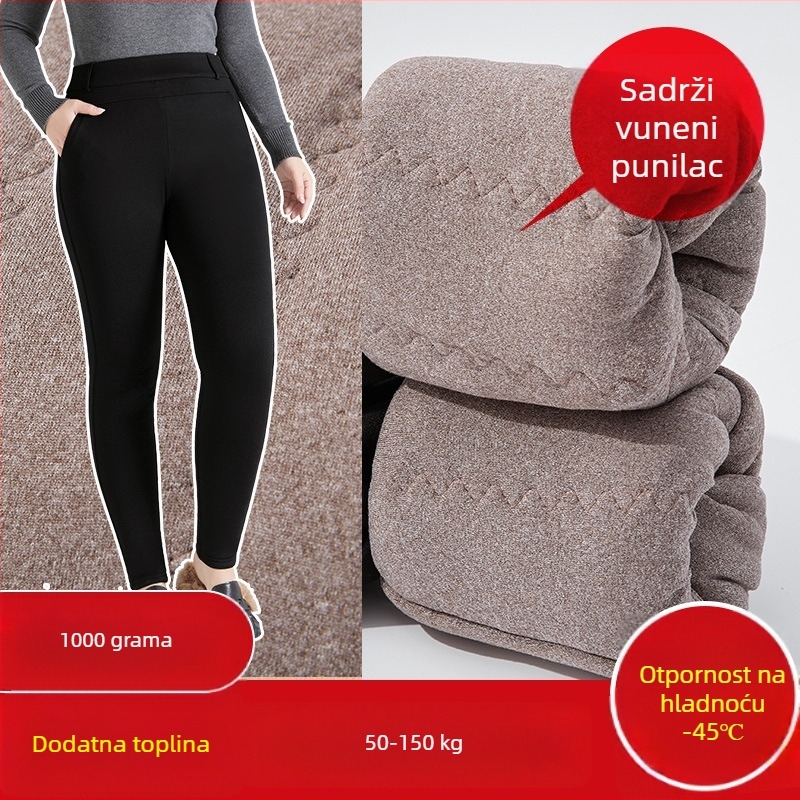 Ženski debeli pamučni leggings s fleece podstavom, plus veličina, visokim strukom i kontrolom trbuha