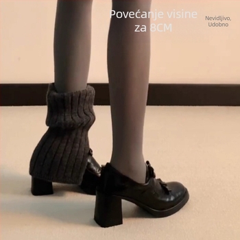 Ženske Mary Jane cipele s PU gornjim dijelom, unutrašnja pliš podstava, gumeni potplat, debeli pet 6–8 cm