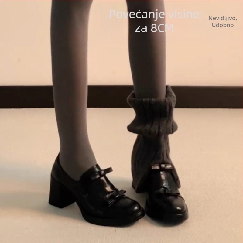 Ženske Mary Jane cipele s PU gornjim dijelom, unutrašnja pliš podstava, gumeni potplat, debeli pet 6–8 cm